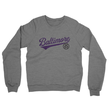 Baltimore Vintage Script Midweight French Terry Crewneck Sweatshirt-Graphite Heather-Allegiant Goods Co. Vintage Sports Apparel
