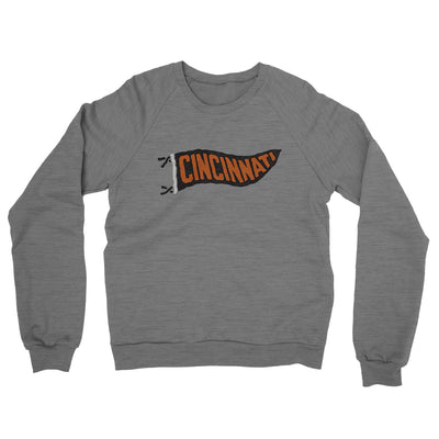 Cincinnati Pennant Midweight French Terry Crewneck Sweatshirt-Graphite Heather-Allegiant Goods Co. Vintage Sports Apparel