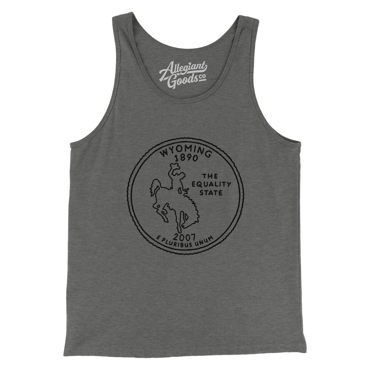 Wyoming State Quarter Men/Unisex Tank Top-Grey TriBlend-Allegiant Goods Co. Vintage Sports Apparel