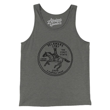 Delaware State Quarter Men/Unisex Tank Top-Grey TriBlend-Allegiant Goods Co. Vintage Sports Apparel