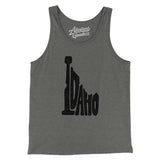 Idaho State Shape Text Men/Unisex Tank Top-Grey TriBlend-Allegiant Goods Co. Vintage Sports Apparel