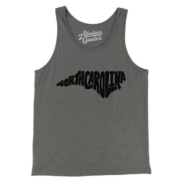 North Carolina State Shape Text Men/Unisex Tank Top-Allegiant Goods Co. Vintage Sports Apparel