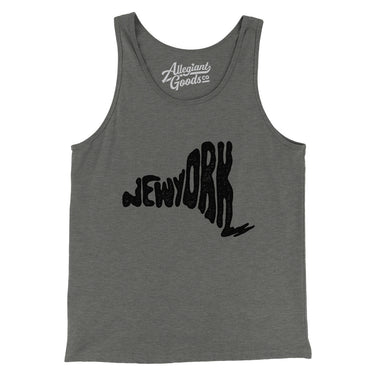 New York State Shape Text Men/Unisex Tank Top-Grey TriBlend-Allegiant Goods Co. Vintage Sports Apparel