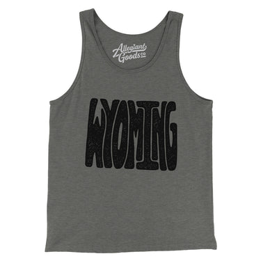 Wyoming State Shape Text Men/Unisex Tank Top-Grey TriBlend-Allegiant Goods Co. Vintage Sports Apparel