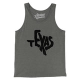 Texas State Shape Text Men/Unisex Tank Top-Grey TriBlend-Allegiant Goods Co. Vintage Sports Apparel