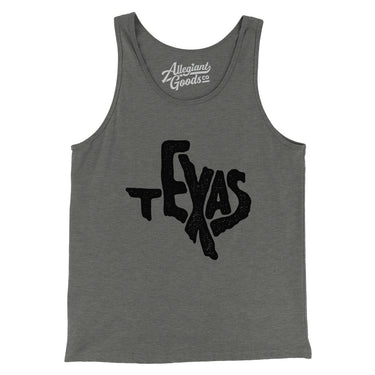Texas State Shape Text Men/Unisex Tank Top-Grey TriBlend-Allegiant Goods Co. Vintage Sports Apparel