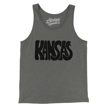 Kansas State Shape Text Men/Unisex Tank Top-Grey TriBlend-Allegiant Goods Co. Vintage Sports Apparel