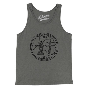 New York State Quarter Men/Unisex Tank Top-Grey TriBlend-Allegiant Goods Co. Vintage Sports Apparel