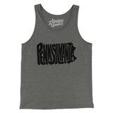 Pennsylvania State Shape Text Men/Unisex Tank Top-Grey TriBlend-Allegiant Goods Co. Vintage Sports Apparel