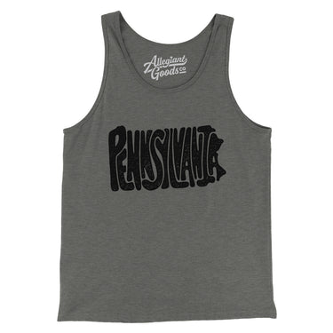 Pennsylvania State Shape Text Men/Unisex Tank Top-Grey TriBlend-Allegiant Goods Co. Vintage Sports Apparel