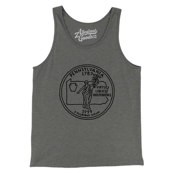 Pennsylvania State Quarter Men/Unisex Tank Top-Grey TriBlend-Allegiant Goods Co. Vintage Sports Apparel