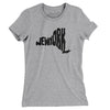New York State Shape Text Women's T-Shirt-Heather Grey-Allegiant Goods Co. Vintage Sports Apparel
