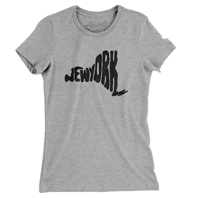 New York State Shape Text Women's T-Shirt-Heather Grey-Allegiant Goods Co. Vintage Sports Apparel