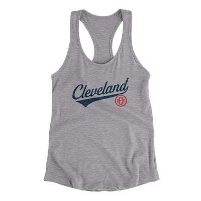 Cleveland Vintage Script Women's Racerback Tank-Heather Grey-Allegiant Goods Co. Vintage Sports Apparel