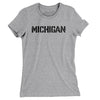 Michigan Military Stencil Women's T-Shirt-Heather Grey-Allegiant Goods Co. Vintage Sports Apparel