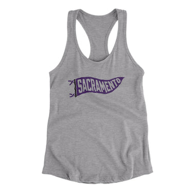 Sacramento Pennant Women's Racerback Tank-Heather Grey-Allegiant Goods Co. Vintage Sports Apparel