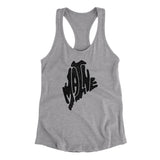 Maine State Shape Text Women's Racerback Tank-Heather Grey-Allegiant Goods Co. Vintage Sports Apparel
