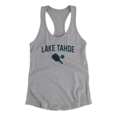 Lake Tahoe Pickleball Women's Racerback Tank-Heather Grey-Allegiant Goods Co. Vintage Sports Apparel