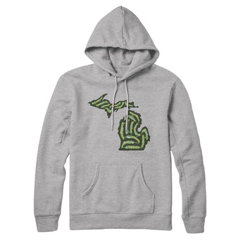 Michigan Golf Course Map Hoodie-Heather Grey-Allegiant Goods Co. Vintage Sports Apparel