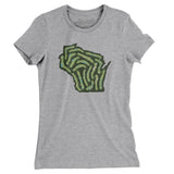 Wisconsin Golf Course Map Women's T-Shirt-Heather Grey-Allegiant Goods Co. Vintage Sports Apparel