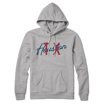 Houston Tx Overprinted Hoodie-Heather Grey-Allegiant Goods Co. Vintage Sports Apparel