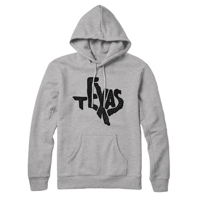 Texas State Shape Text Hoodie-Heather Grey-Allegiant Goods Co. Vintage Sports Apparel