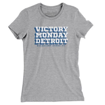 Victory Monday Detroit Women's T-Shirt-Heather Grey-Allegiant Goods Co. Vintage Sports Apparel