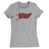 St Louis Pennant Women's T-Shirt-Heather Grey-Allegiant Goods Co. Vintage Sports Apparel