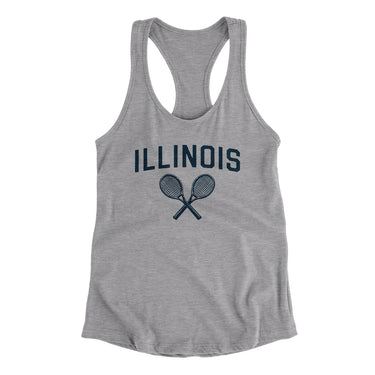 Illinois Tennis Women's Racerback Tank-Heather Grey-Allegiant Goods Co. Vintage Sports Apparel