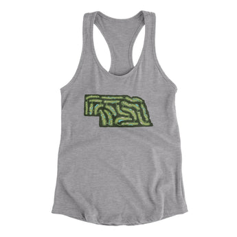 Nebraska Golf Course Women's Racerback Tank-Heather Grey-Allegiant Goods Co. Vintage Sports Apparel