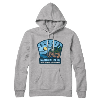 Acadia National Park Badge Hoodie-Heather Grey-Allegiant Goods Co. Vintage Sports Apparel