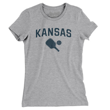 Kansas Pickleball Women's T-Shirt-Heather Grey-Allegiant Goods Co. Vintage Sports Apparel