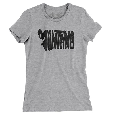 Montana State Shape Text Women's T-Shirt-Heather Grey-Allegiant Goods Co. Vintage Sports Apparel