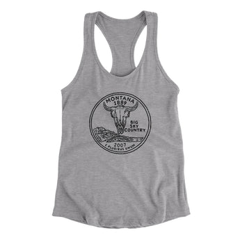Montana State Quarter Women's Racerback Tank-Heather Grey-Allegiant Goods Co. Vintage Sports Apparel