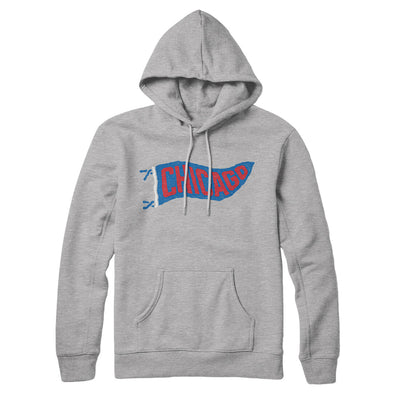 Chicago Pennant Hoodie-Heather Grey-Allegiant Goods Co. Vintage Sports Apparel