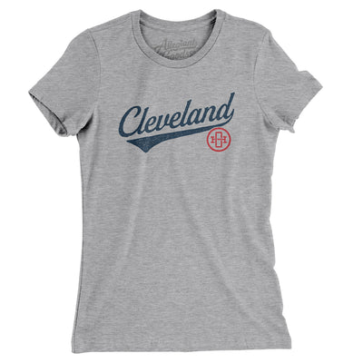 Cleveland Vintage Script Women's T-Shirt-Heather Grey-Allegiant Goods Co. Vintage Sports Apparel