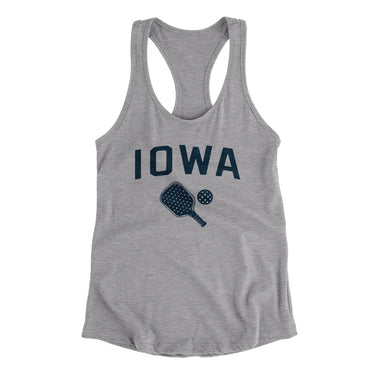 Iowa Pickleball Women's Racerback Tank-Heather Grey-Allegiant Goods Co. Vintage Sports Apparel