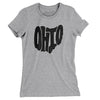 Ohio State Shape Text Women's T-Shirt-Heather Grey-Allegiant Goods Co. Vintage Sports Apparel