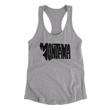 Montana State Shape Text Women's Racerback Tank-Heather Grey-Allegiant Goods Co. Vintage Sports Apparel