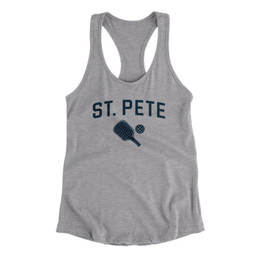 St. Pete Pickleball Women's Racerback Tank-Heather Grey-Allegiant Goods Co. Vintage Sports Apparel