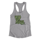 Louisiana Golf Course Map Women's Racerback Tank-Heather Grey-Allegiant Goods Co. Vintage Sports Apparel