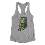 Indiana Golf Course Map Women's Racerback Tank-Heather Grey-Allegiant Goods Co. Vintage Sports Apparel