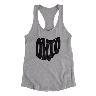 Ohio State Shape Text Women's Racerback Tank-Heather Grey-Allegiant Goods Co. Vintage Sports Apparel