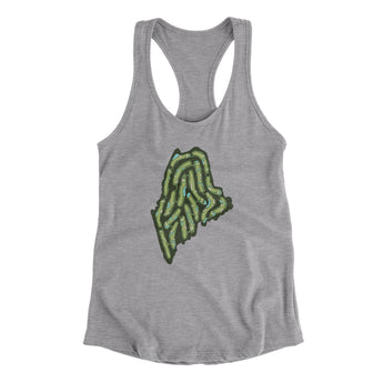 Maine Golf Course Women's Racerback Tank-Heather Grey-Allegiant Goods Co. Vintage Sports Apparel
