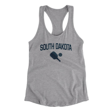 South Dakota Pickleball Women's Racerback Tank-Heather Grey-Allegiant Goods Co. Vintage Sports Apparel