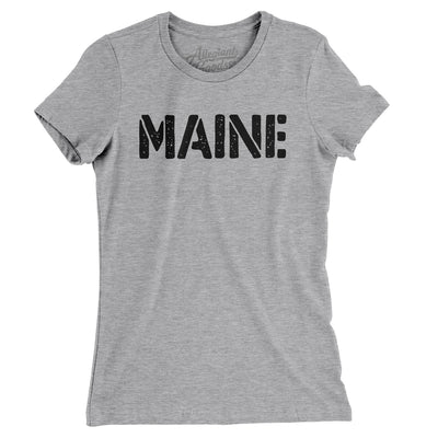 Maine Military Stencil Women's T-Shirt-Heather Grey-Allegiant Goods Co. Vintage Sports Apparel