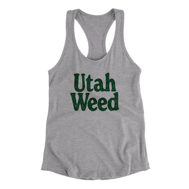 Utah Weed Women's Racerback Tank-Heather Grey-Allegiant Goods Co. Vintage Sports Apparel