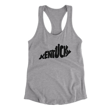 Kentucky State Shape Text Women's Racerback Tank-Heather Grey-Allegiant Goods Co. Vintage Sports Apparel