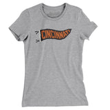 Cincinnati Pennant Women's T-Shirt-Heather Grey-Allegiant Goods Co. Vintage Sports Apparel