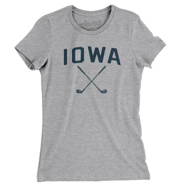 Iowa Golf Women's T-Shirt-Heather Grey-Allegiant Goods Co. Vintage Sports Apparel